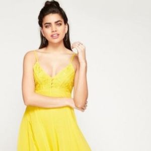Miss Selfridge Yellow Lace Midi Dress Size 2 NEW